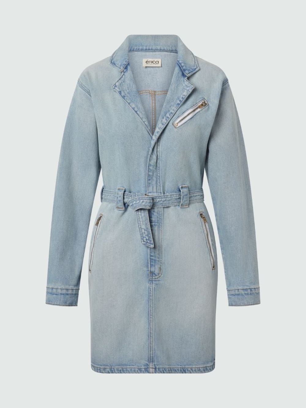 Etica Aurora Moto Denim Mini Dress Size Large